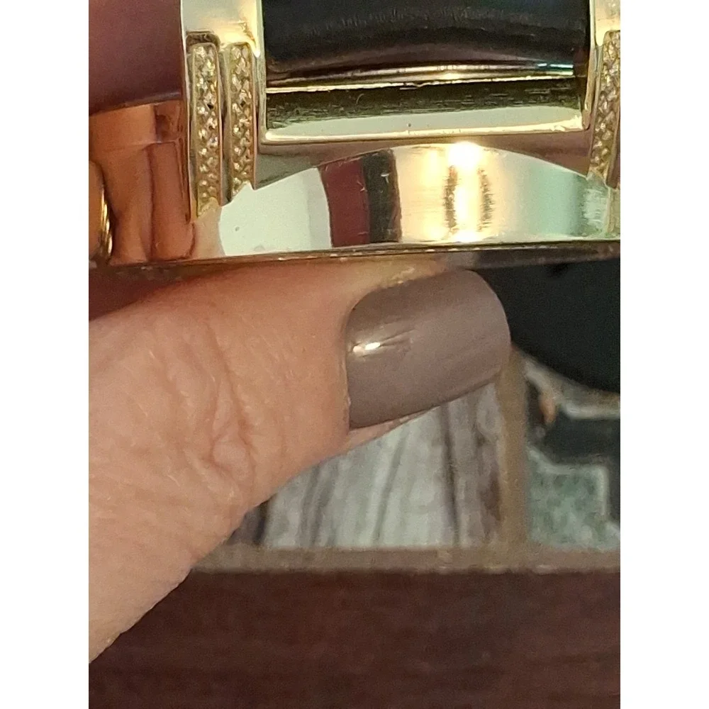Techno Pave 7204 Iced Out 55mm Mens Watch. Goldtone, Black Silicone Band,Gems.